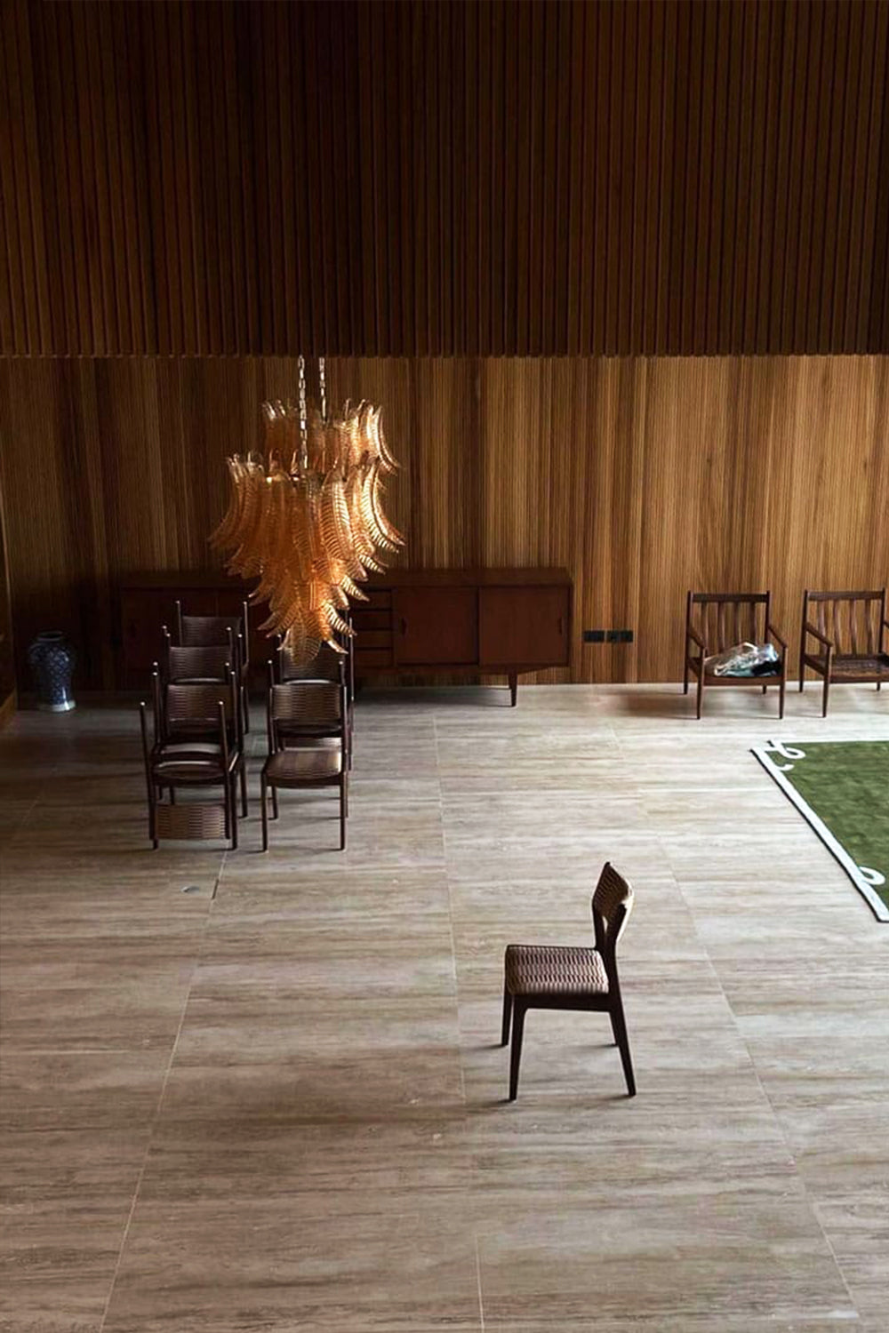 Amber Murano Glass Leaf Chandelier