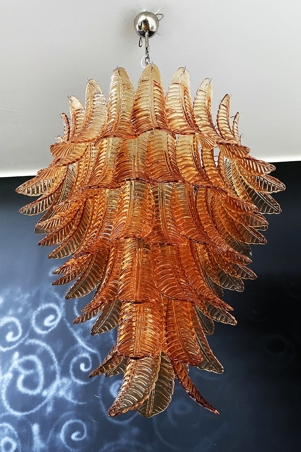 Amber Murano Glass Leaf Chandelier
