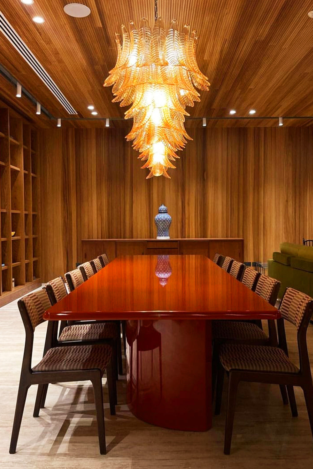 Amber Murano Glass Leaf Chandelier