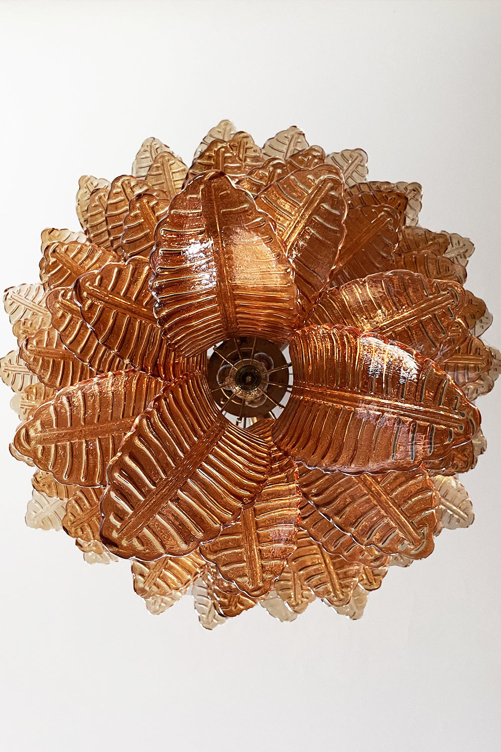 Amber Murano Glass Leaf Chandelier