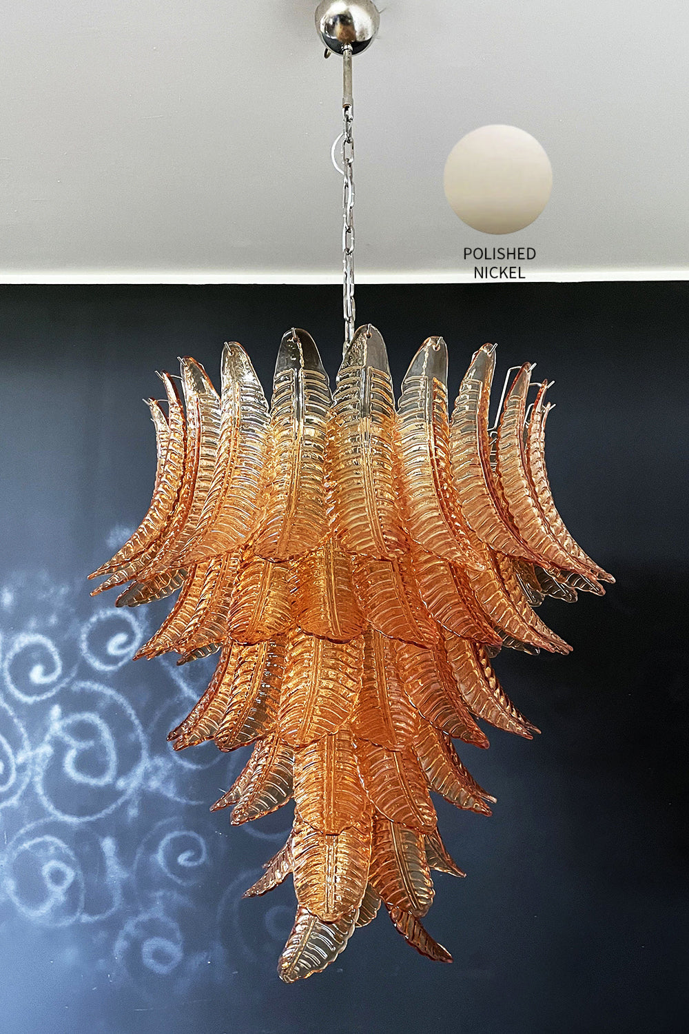 Amber Murano Glass Leaf Chandelier