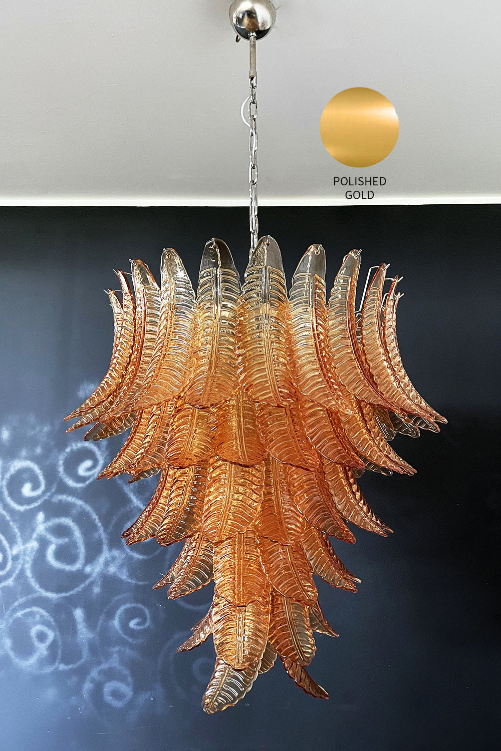 Amber Murano Glass Leaf Chandelier