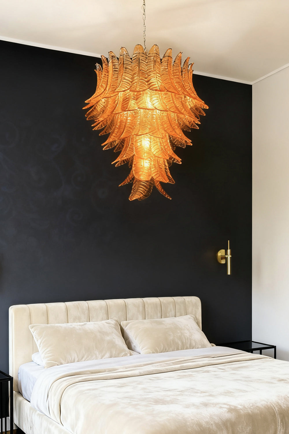 Amber Murano Glass Leaf Chandelier