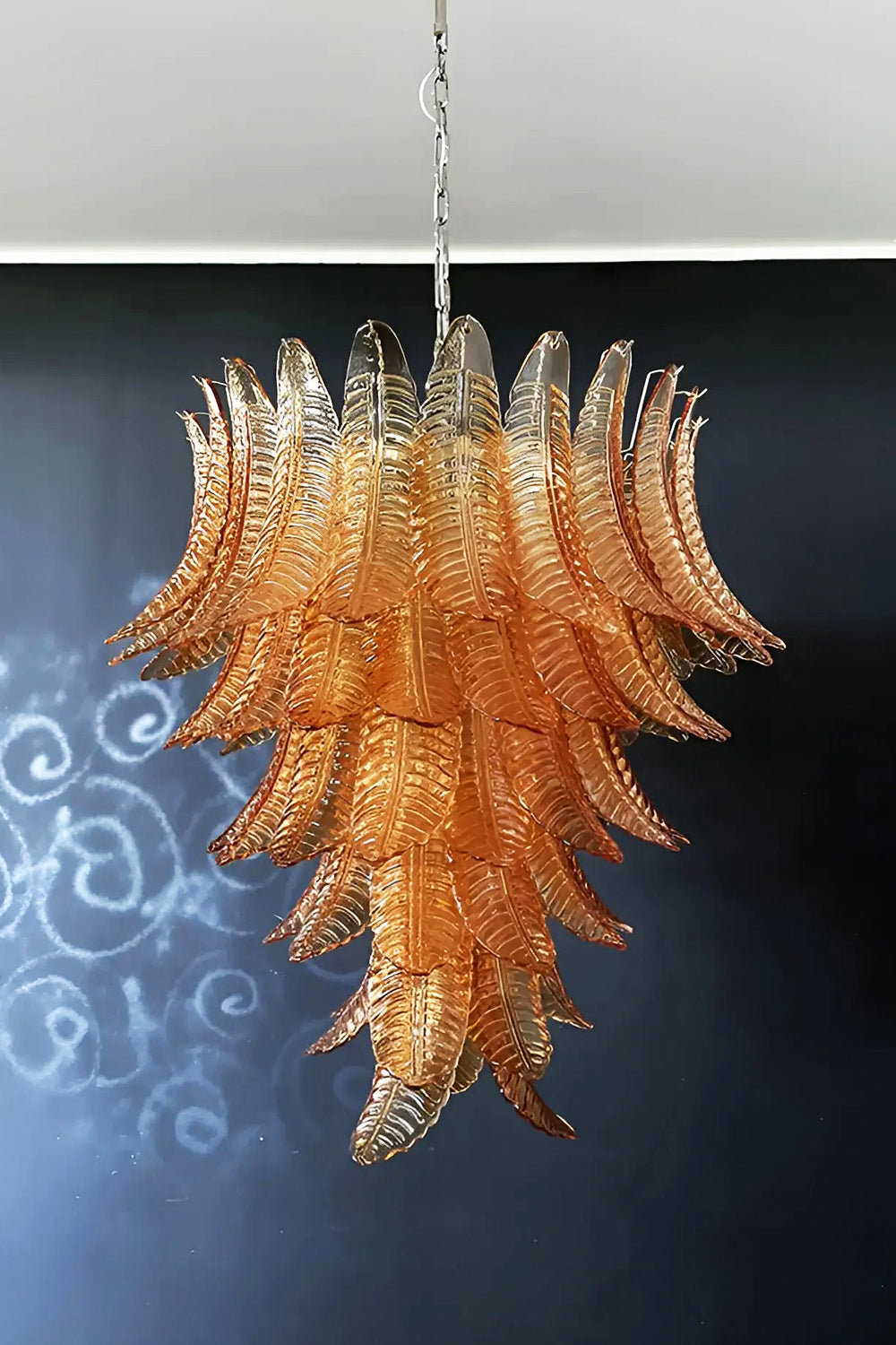 Amber Murano Glass Leaf Chandelier