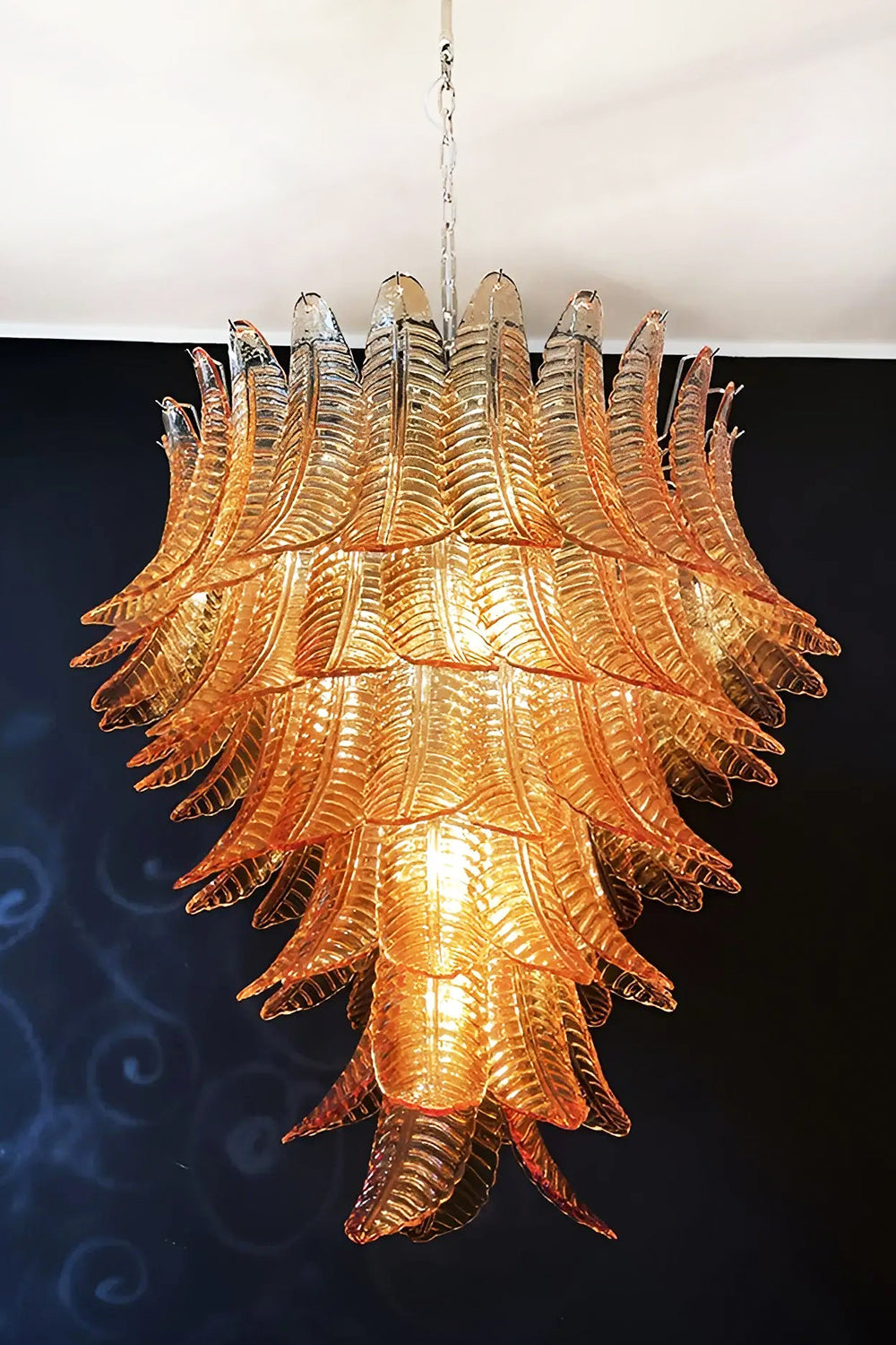 Amber Murano Glass Leaf Chandelier