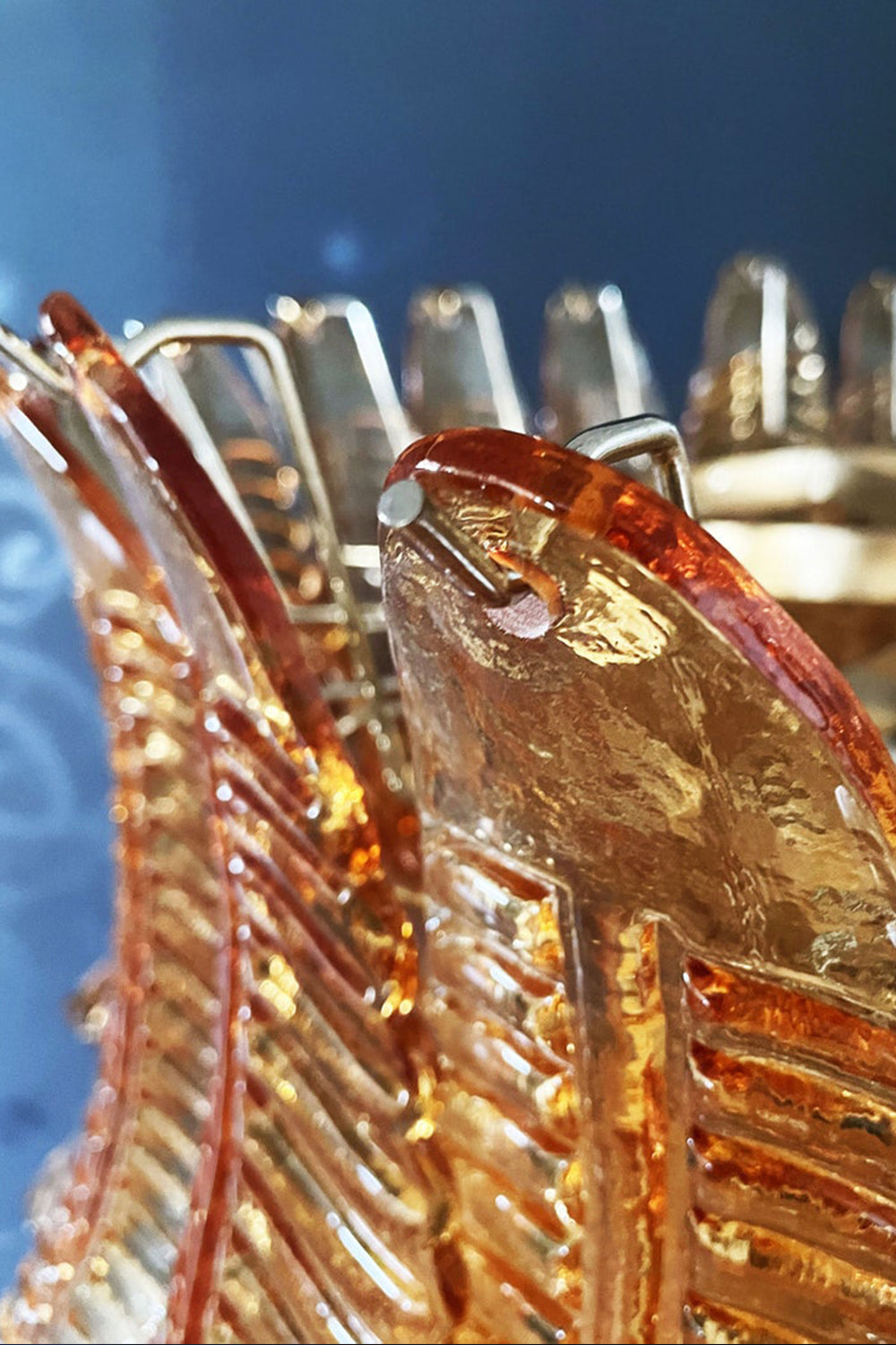 Amber Murano Glass Leaf Chandelier