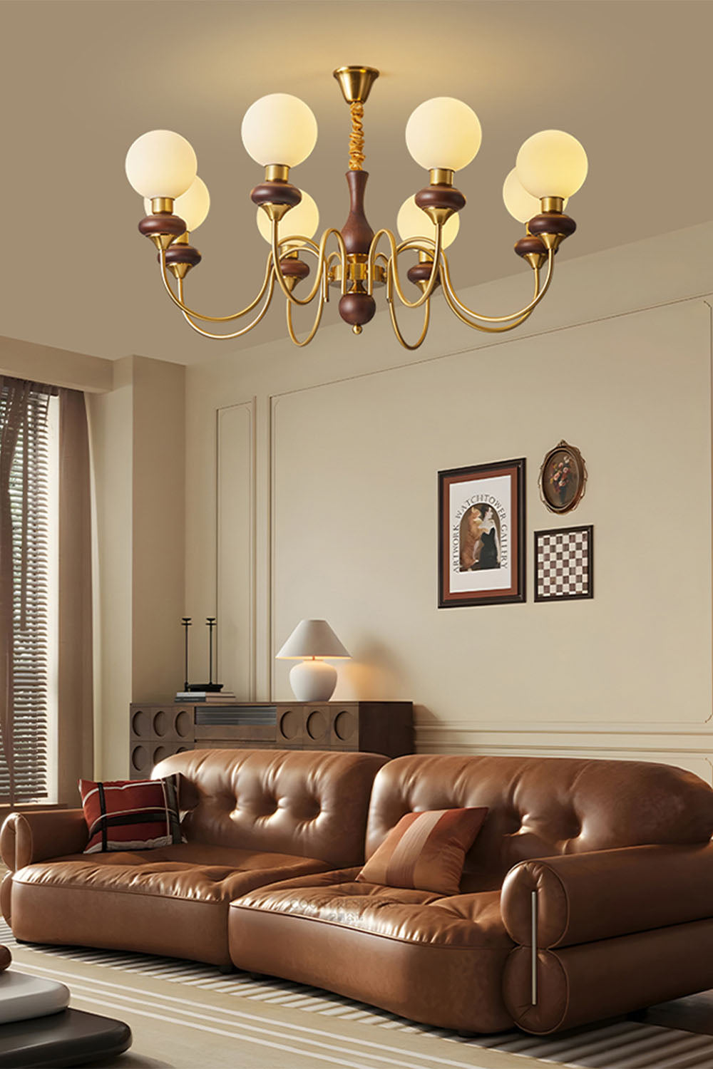 American Retro Glass Ball Chandelier