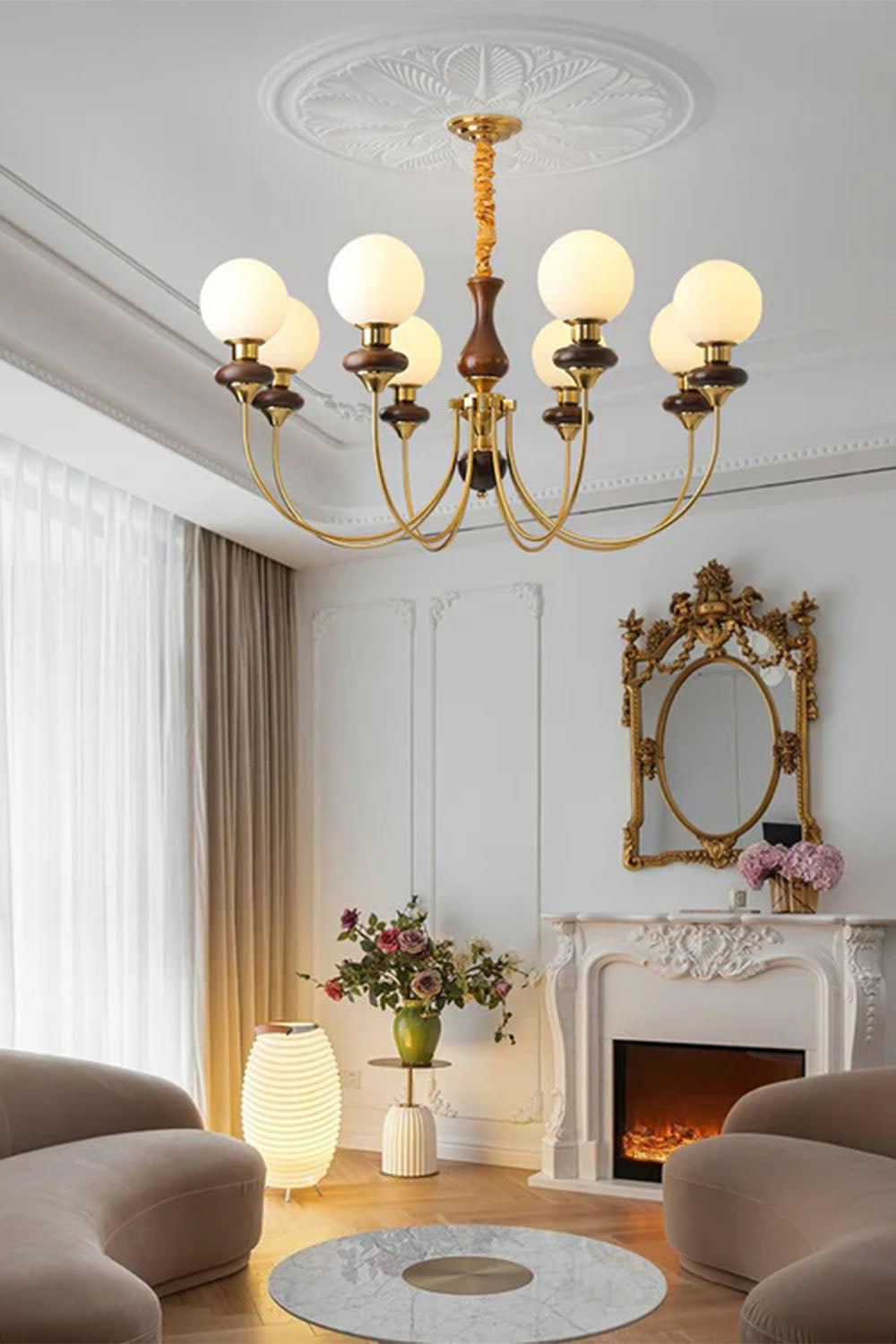American Retro Glass Ball Chandelier