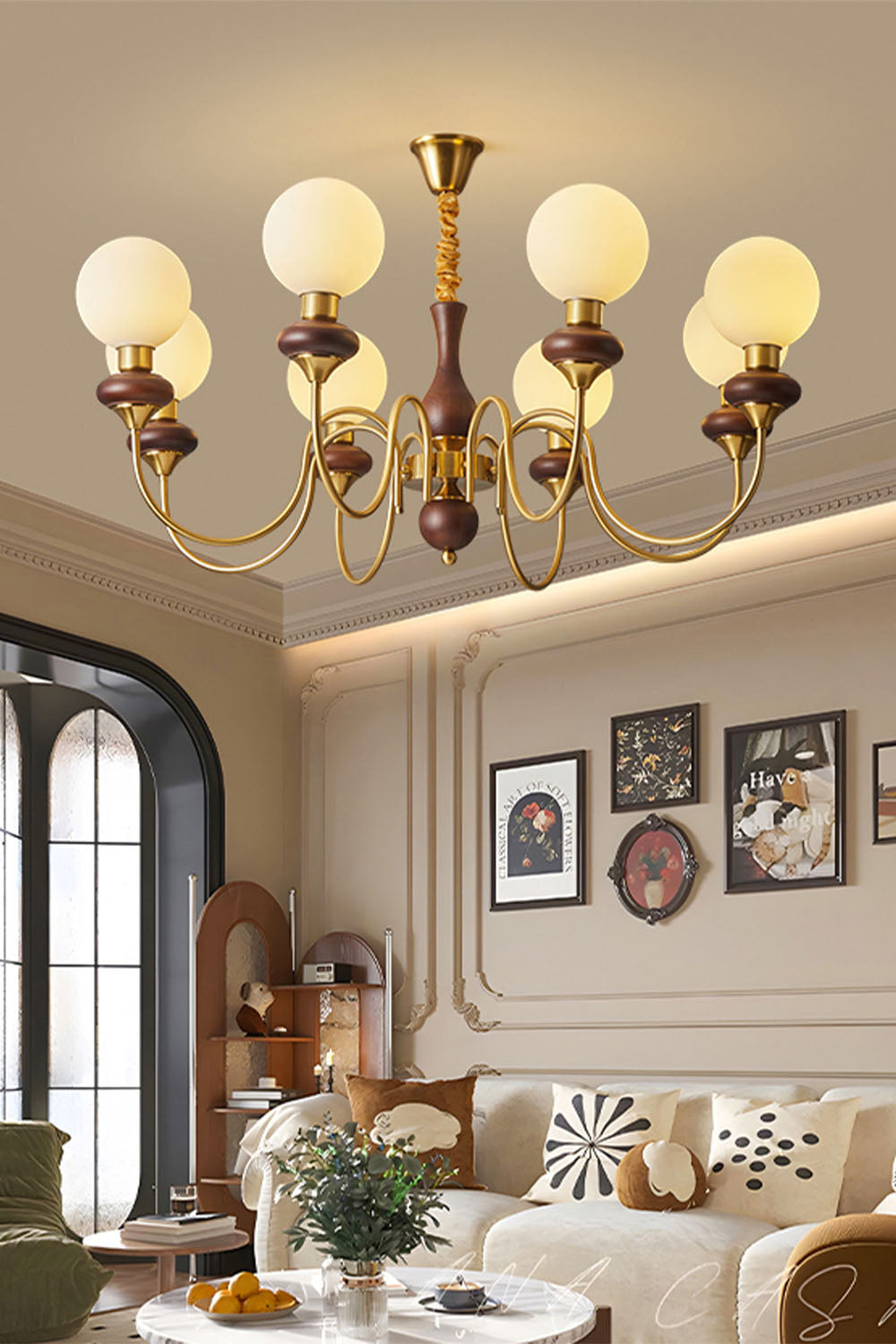 American Retro Glass Ball Chandelier