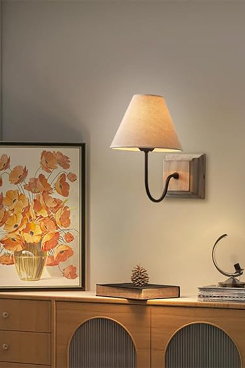 American Simple Solid Wood Wall Lamp