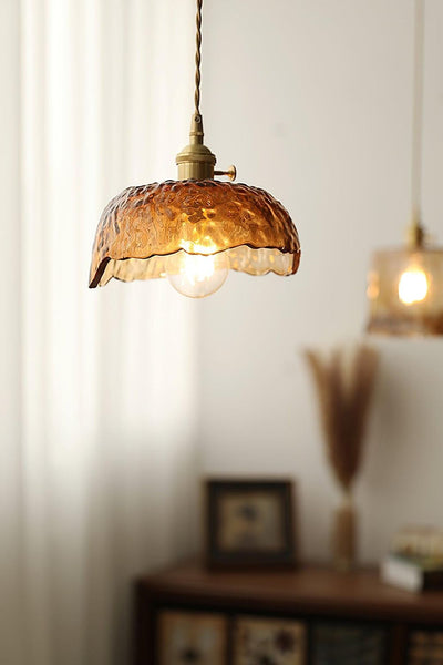 Antique Brown Glass Pendant Light