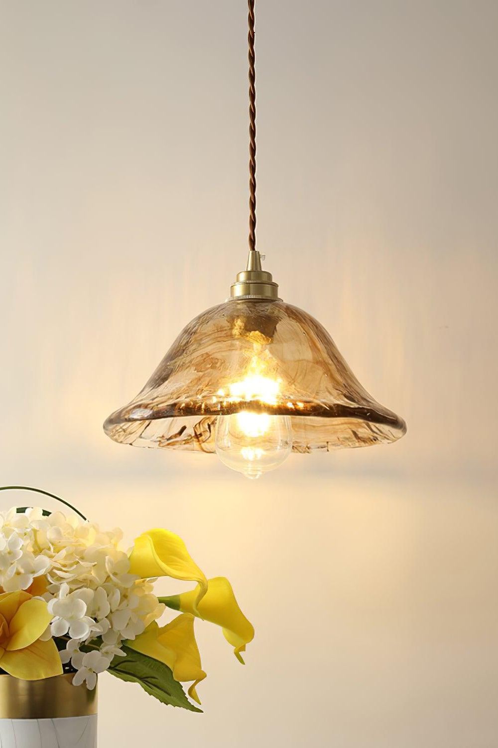 Antique Brown Glass Pendant Light