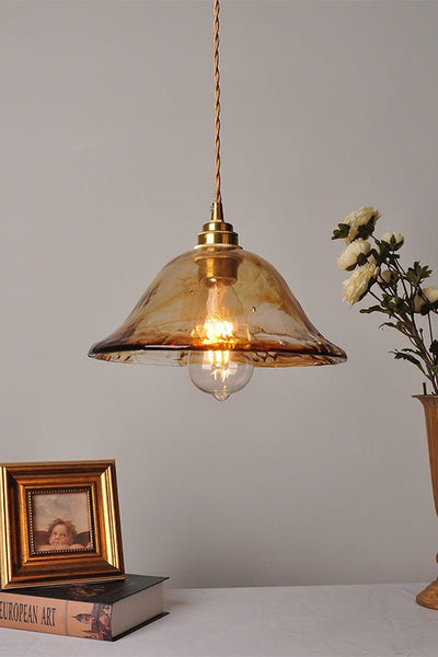 Antique Brown Glass Pendant Light