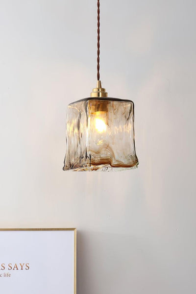 Antique Brown Glass Pendant Light