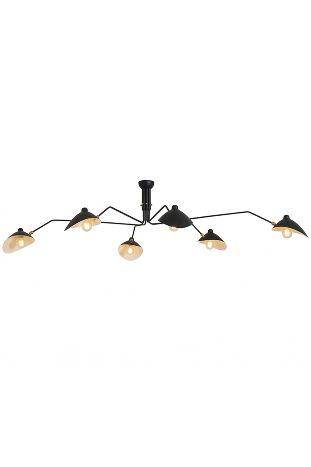 6-arm black articulated multi arm spider ceiling light | Metal | Front view isolated on white background | Samu Lamp