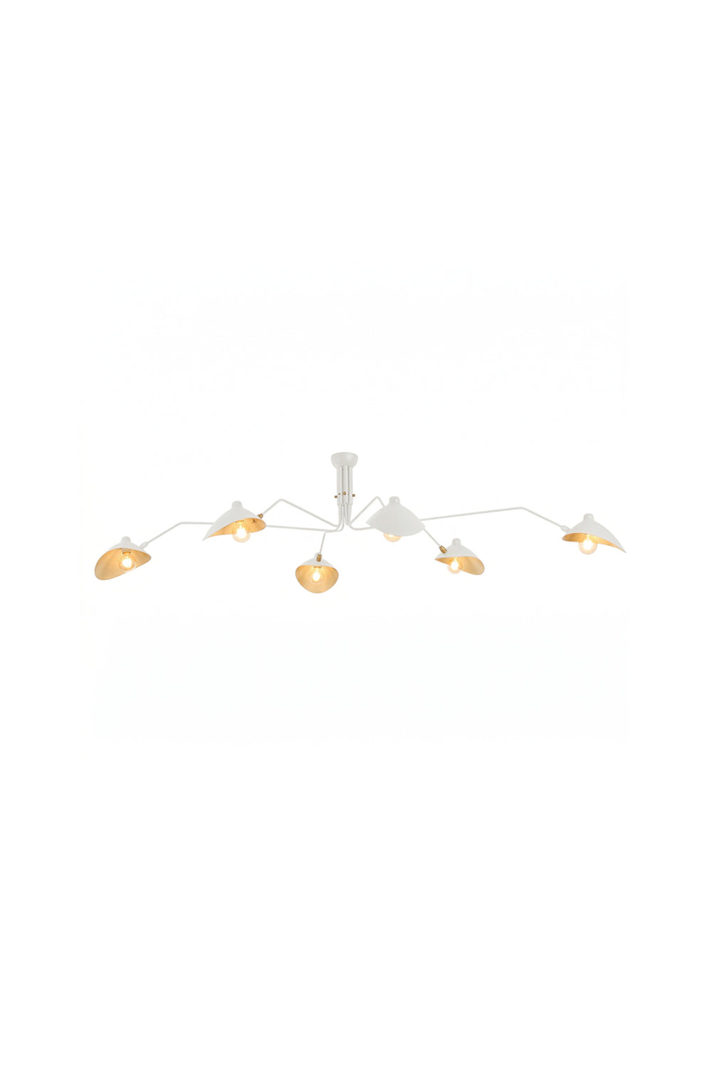 6-arm white articulated spider ceiling light | Metal | Isolated product shot on white background | Samu Lamp