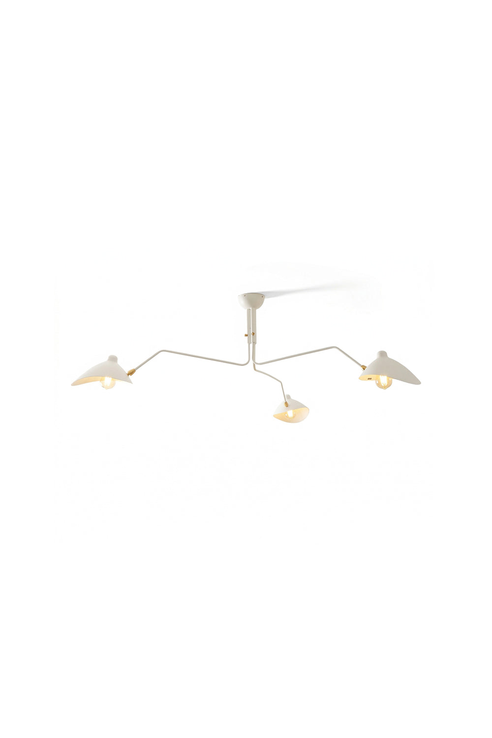3-arm white articulated spider ceiling light | Metal | Isolated product shot on white background | Samu Lamp