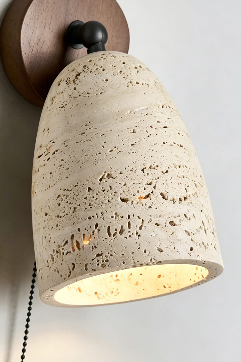 Artisan Travertine and Timber Wall Lamp |Travertine detail | Samu  Lamp