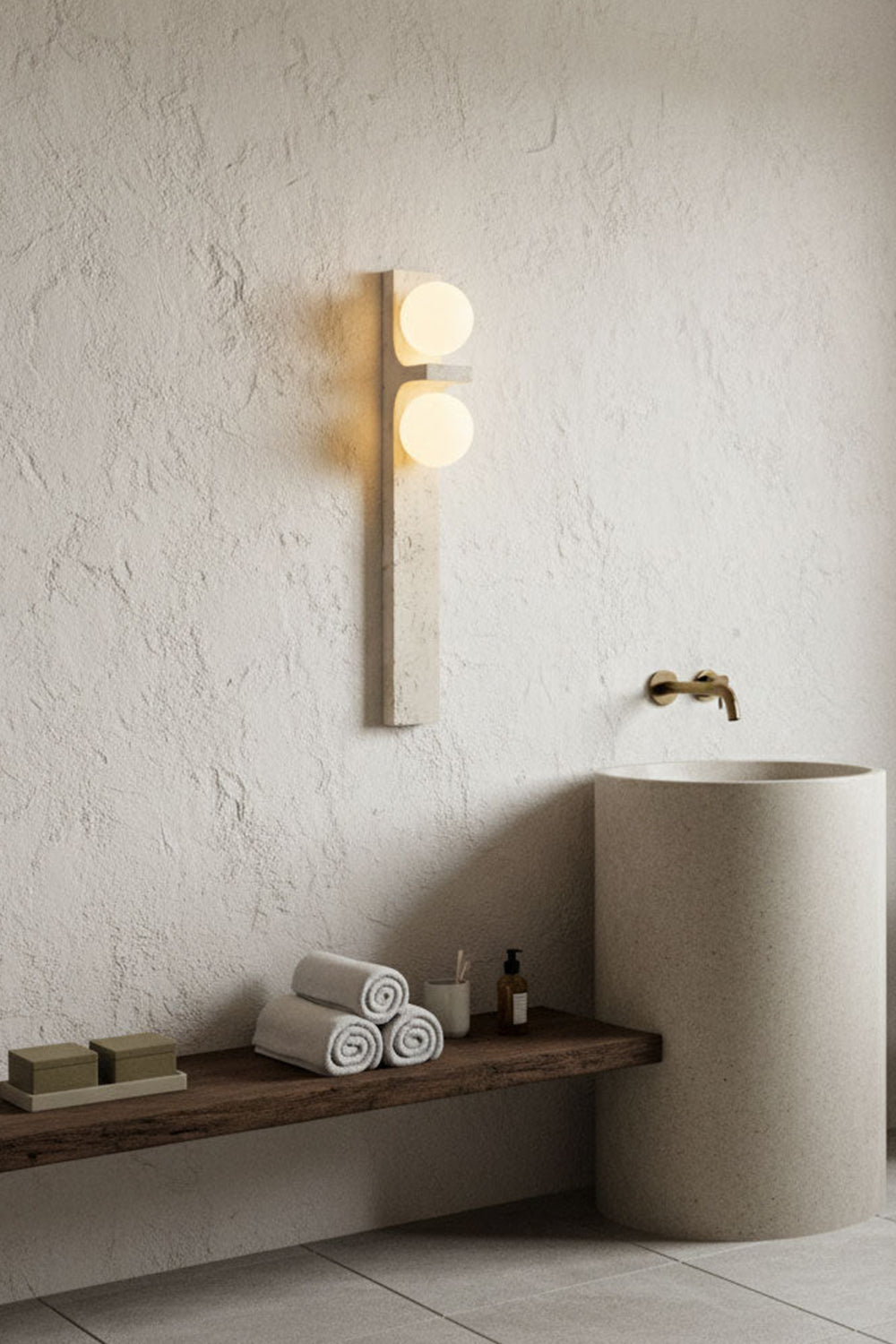 Asymmetrical Travertine Wall Sconce