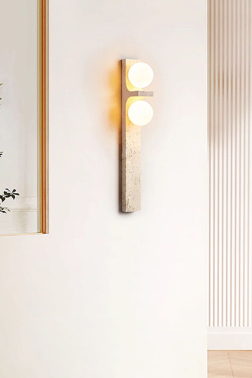 Asymmetrical Travertine Wall Sconce