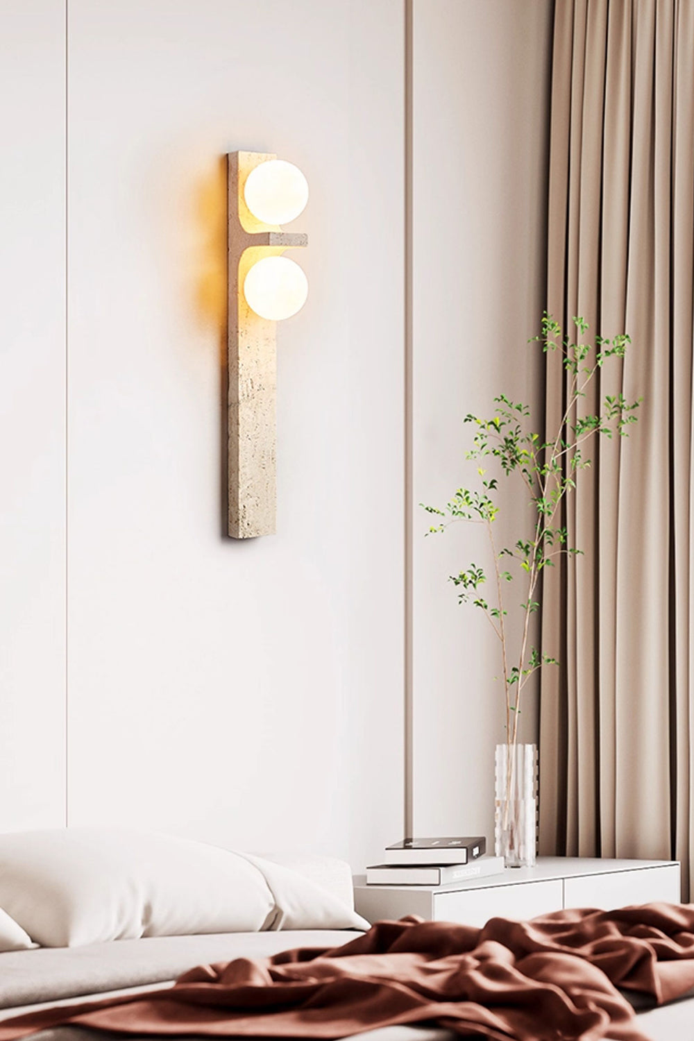 Asymmetrical Travertine Wall Sconce