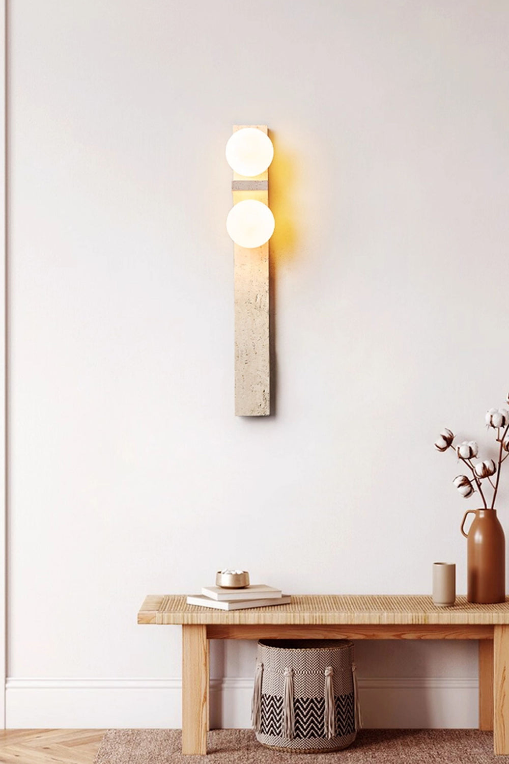 Asymmetrical Travertine Wall Sconce