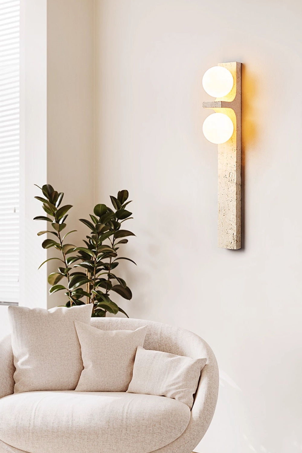 Asymmetrical Travertine Wall Sconce