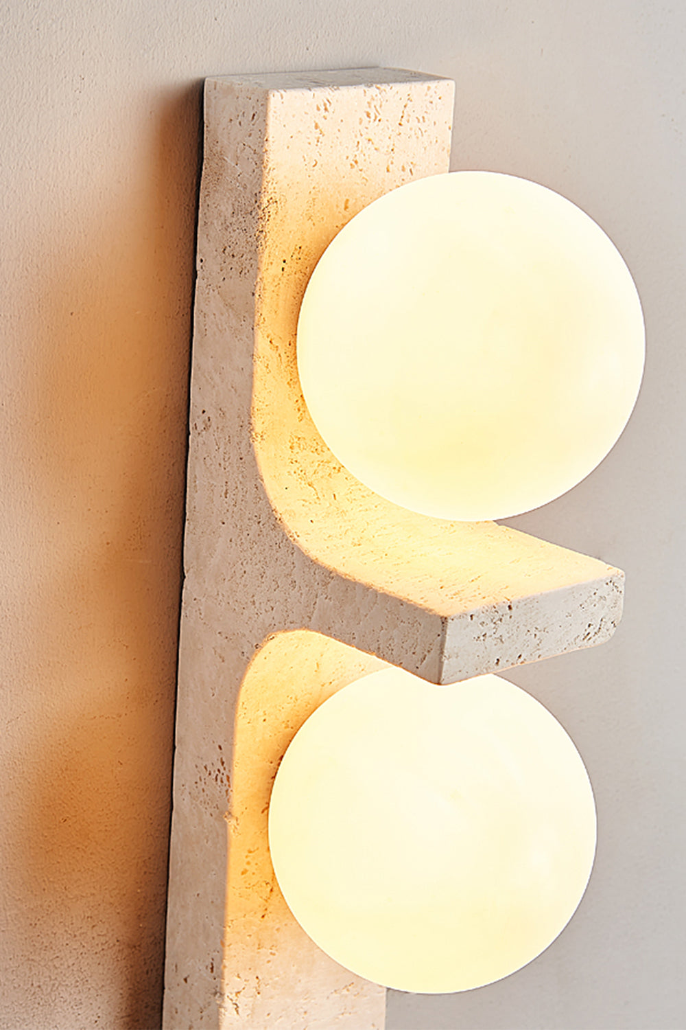Asymmetrical Travertine Wall Sconce