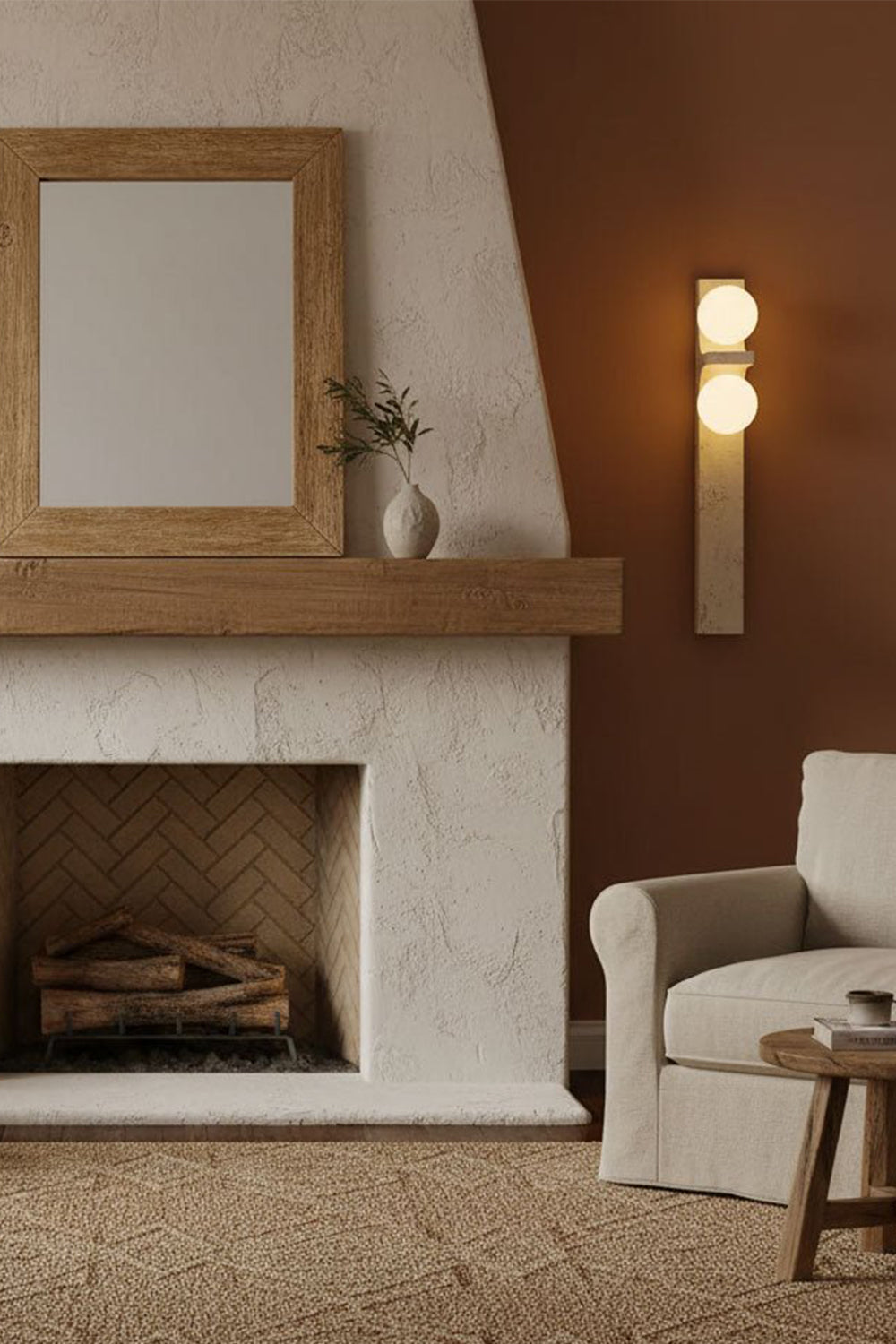 Asymmetrical Travertine Wall Sconce
