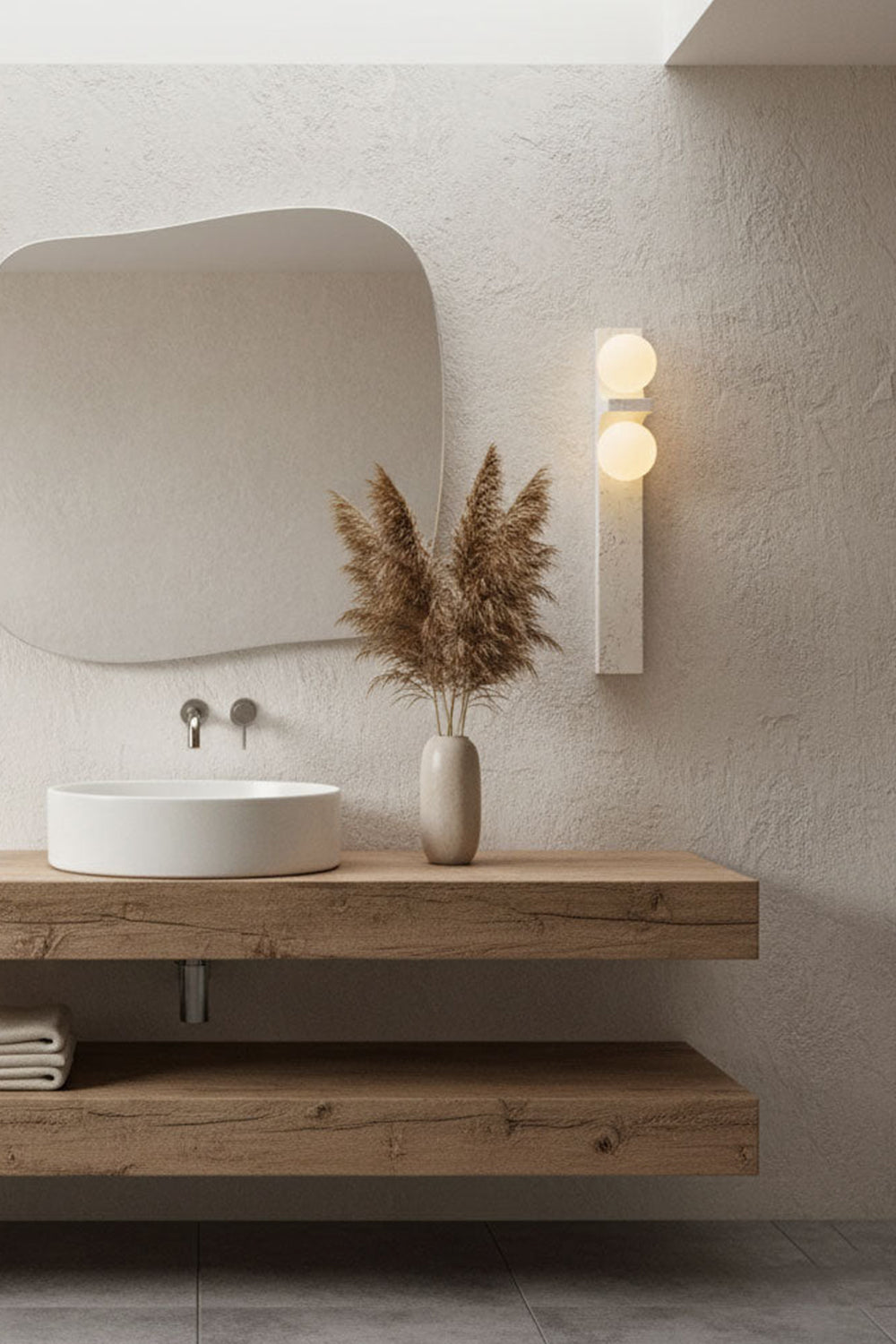 Asymmetrical Travertine Wall Sconce