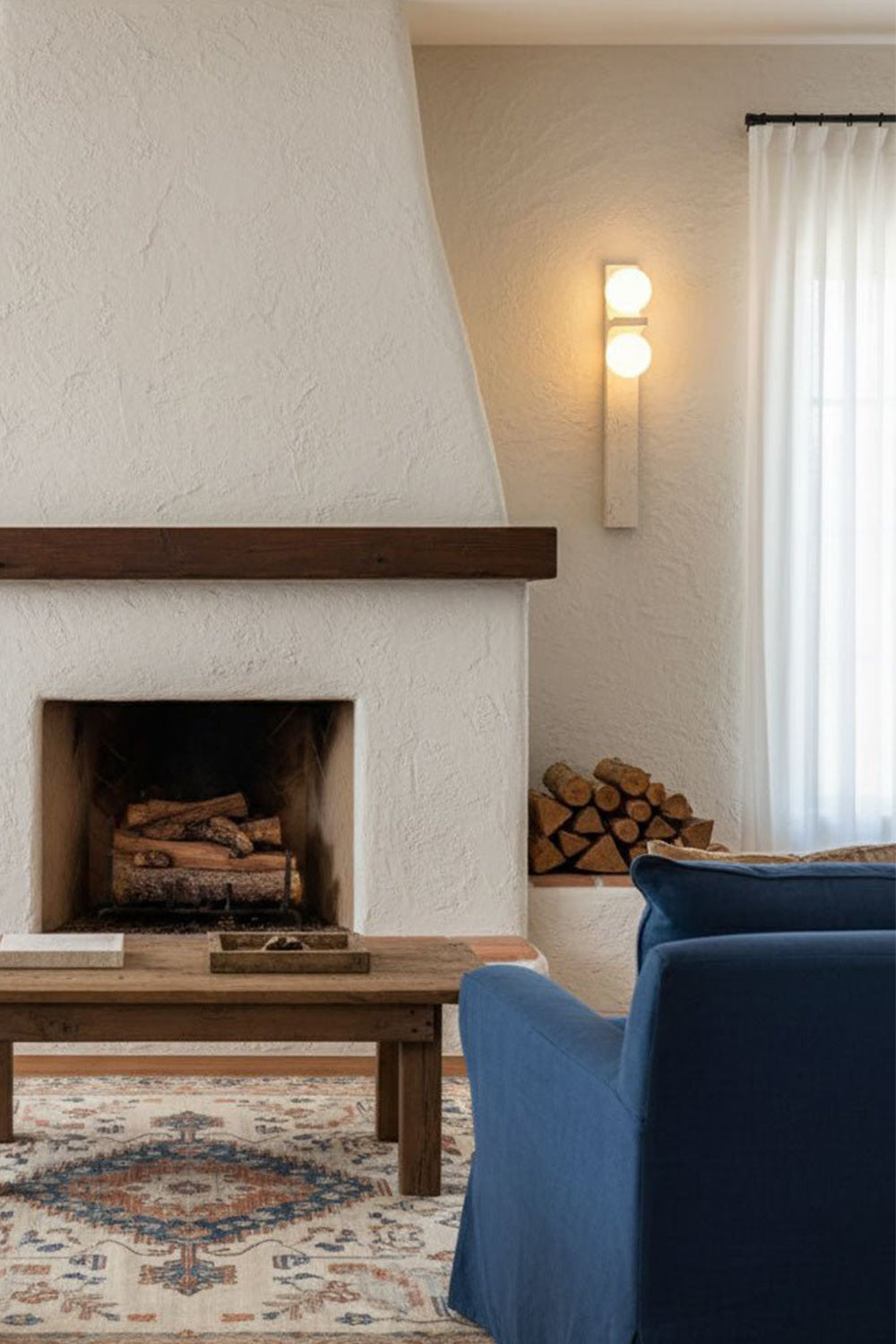 Asymmetrical Travertine Wall Sconce