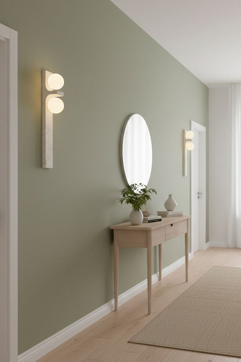 Asymmetrical Travertine Wall Sconce