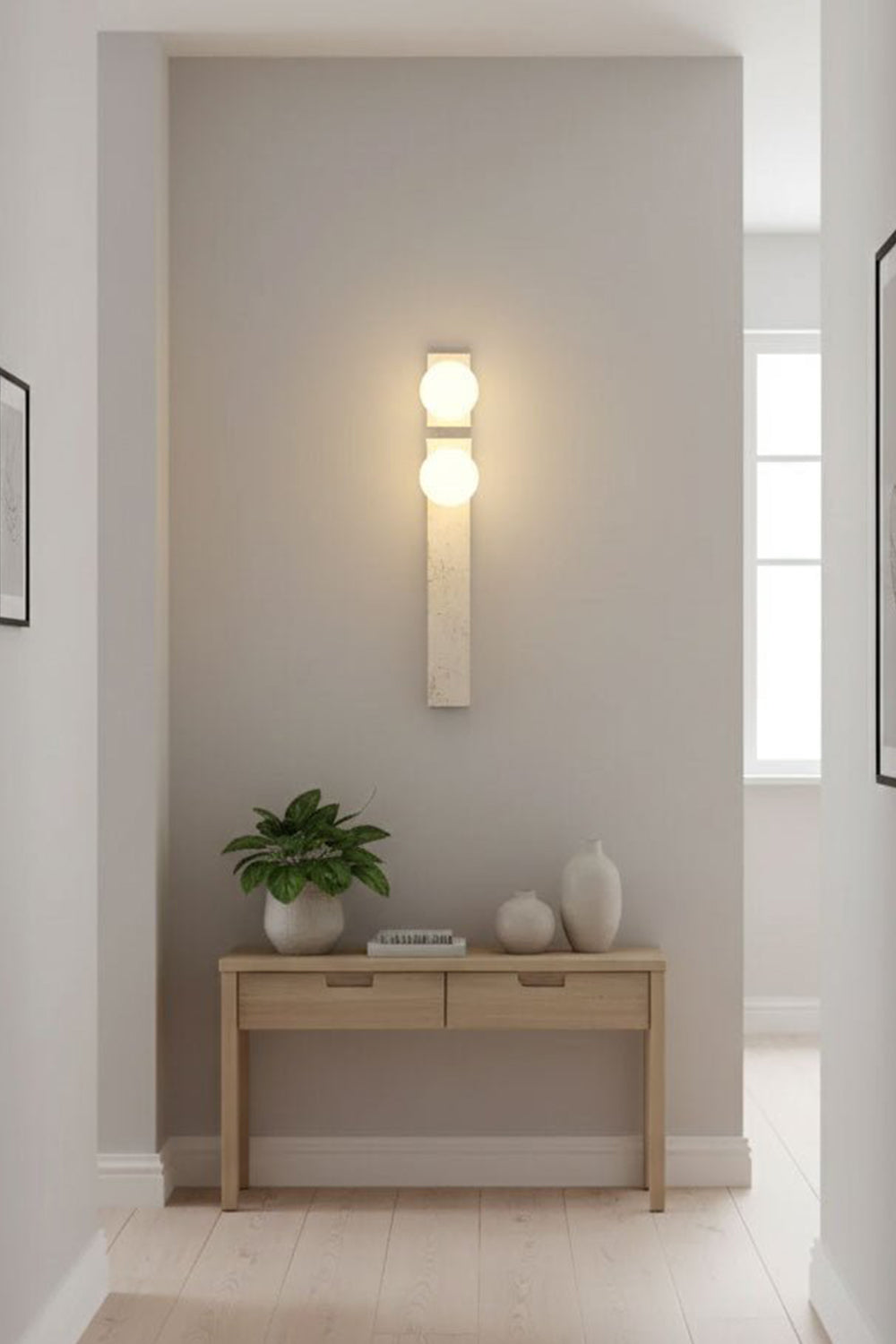 Asymmetrical Travertine Wall Sconce