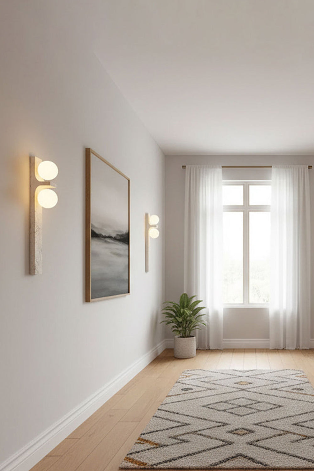 Asymmetrical Travertine Wall Sconce