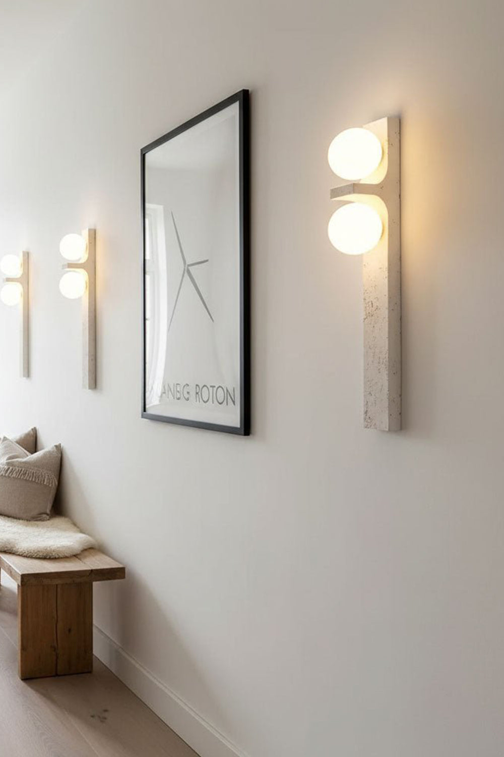 Asymmetrical Travertine Wall Sconce