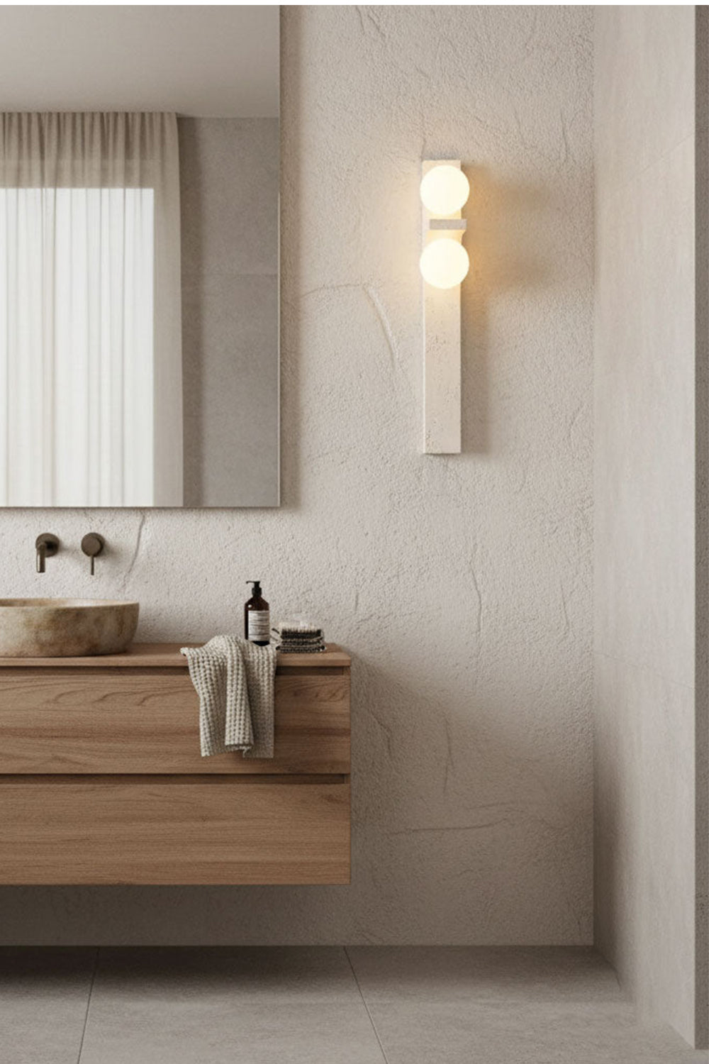 Asymmetrical Travertine Wall Sconce