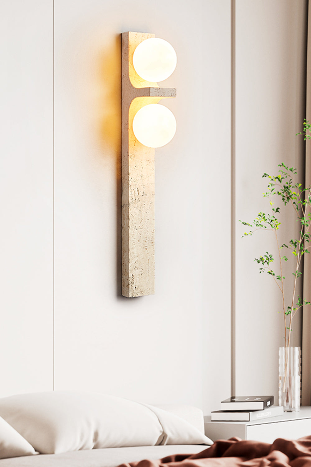 Asymmetrical Travertine Wall Sconce