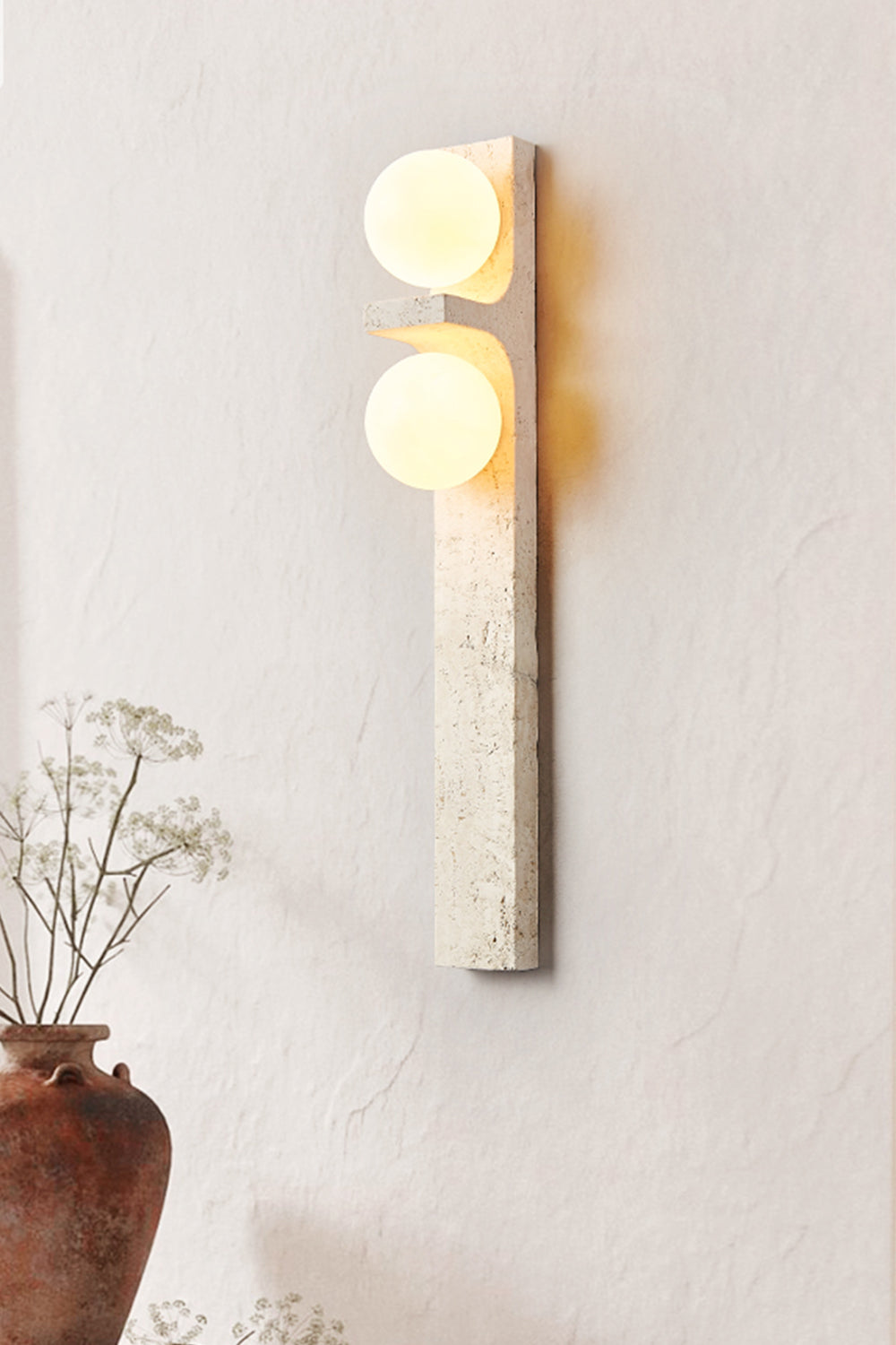 Asymmetrical Travertine Wall Sconce