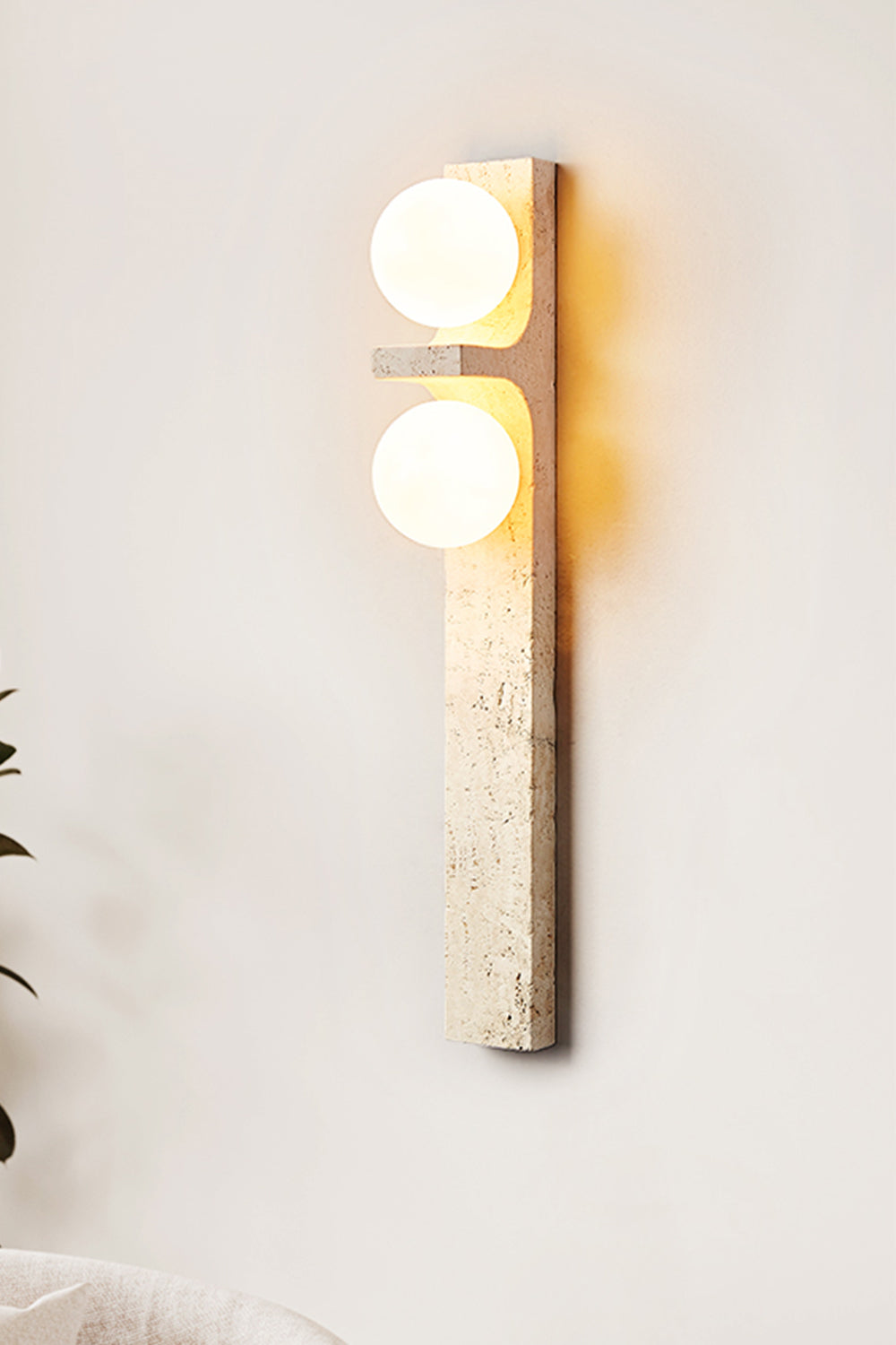 Asymmetrical Travertine Wall Sconce