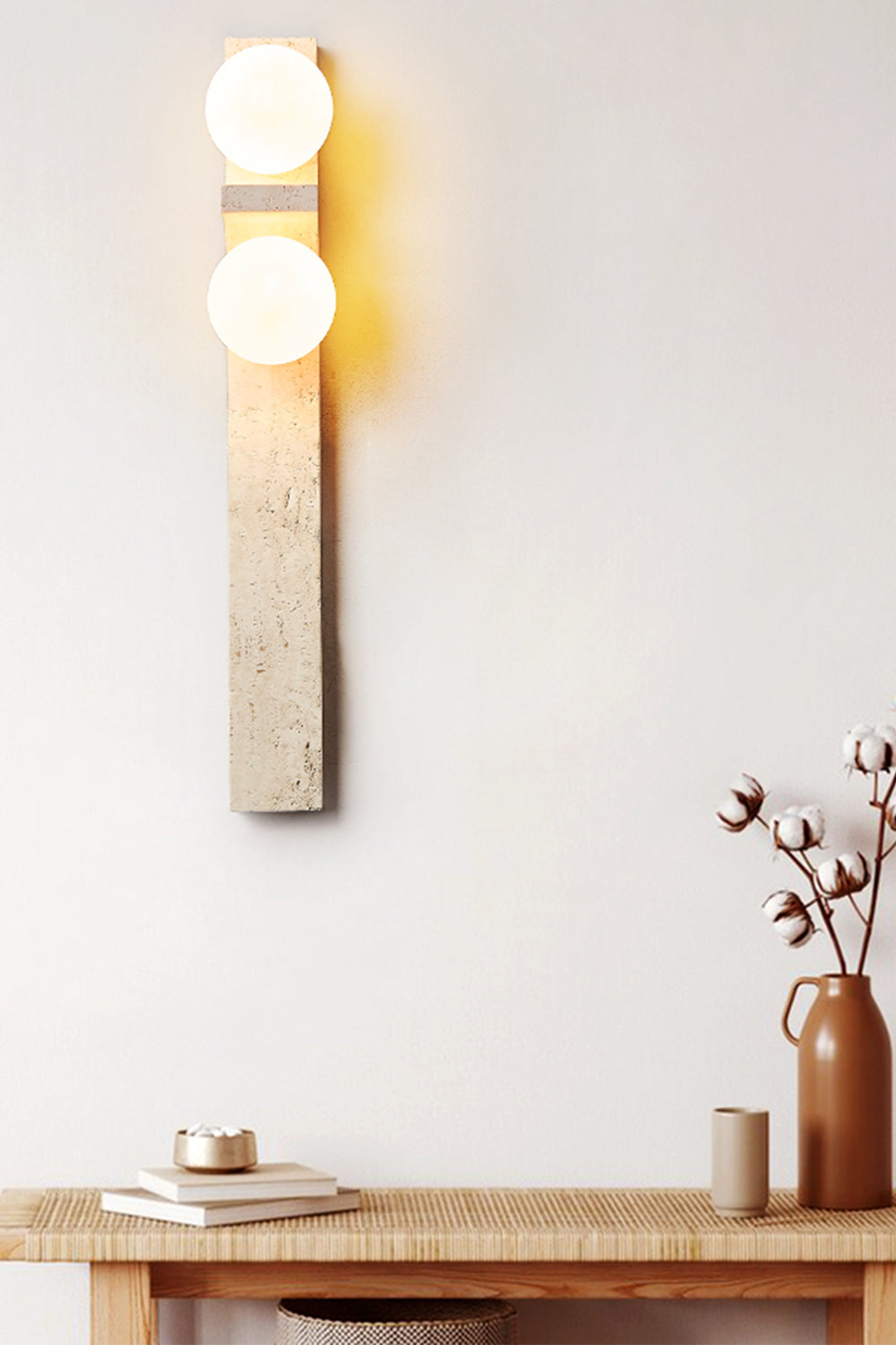 Asymmetrical Travertine Wall Sconce