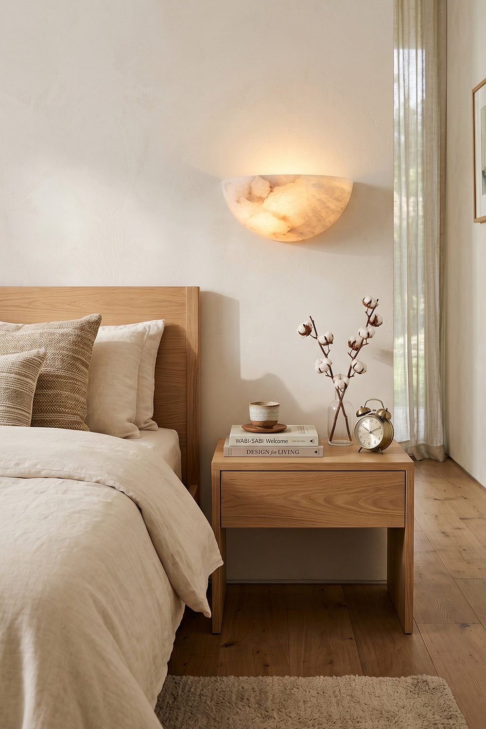 Genuine Alabaster Construction for Bedroom | Samu  Lamp
