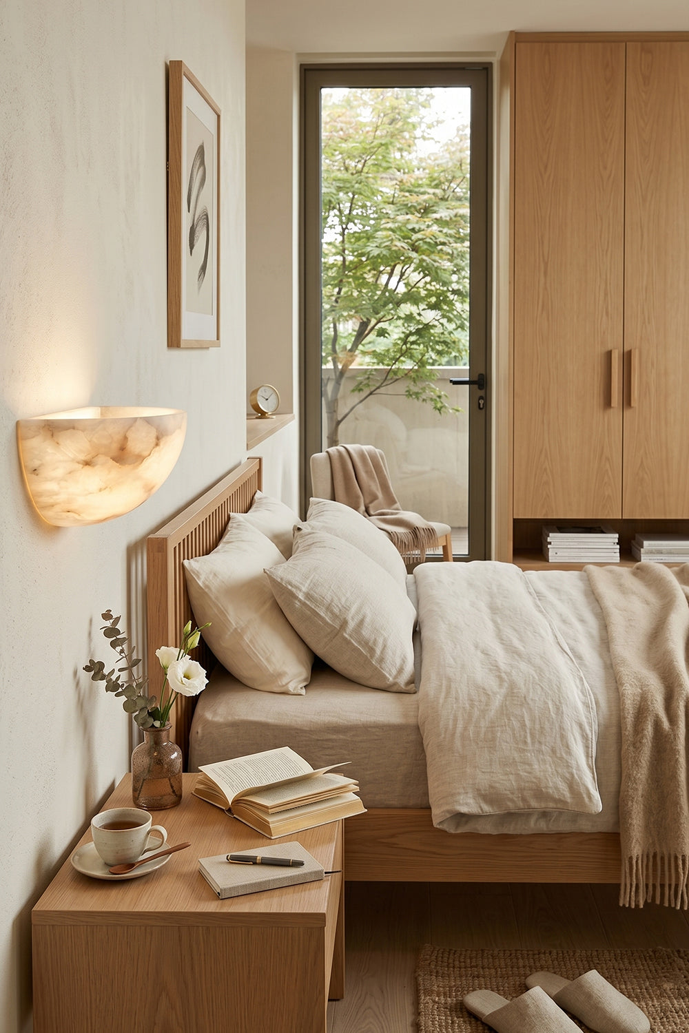 Genuine Alabaster Construction for Bedroom | Samu  Lamp

