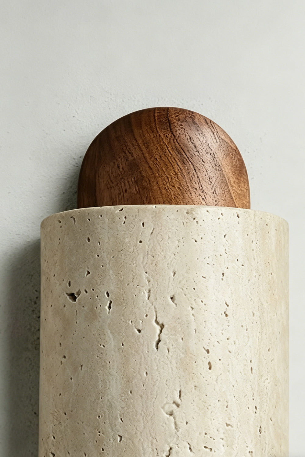 Aura Travertine Wall Sconce | detail | Samu  Lamp
