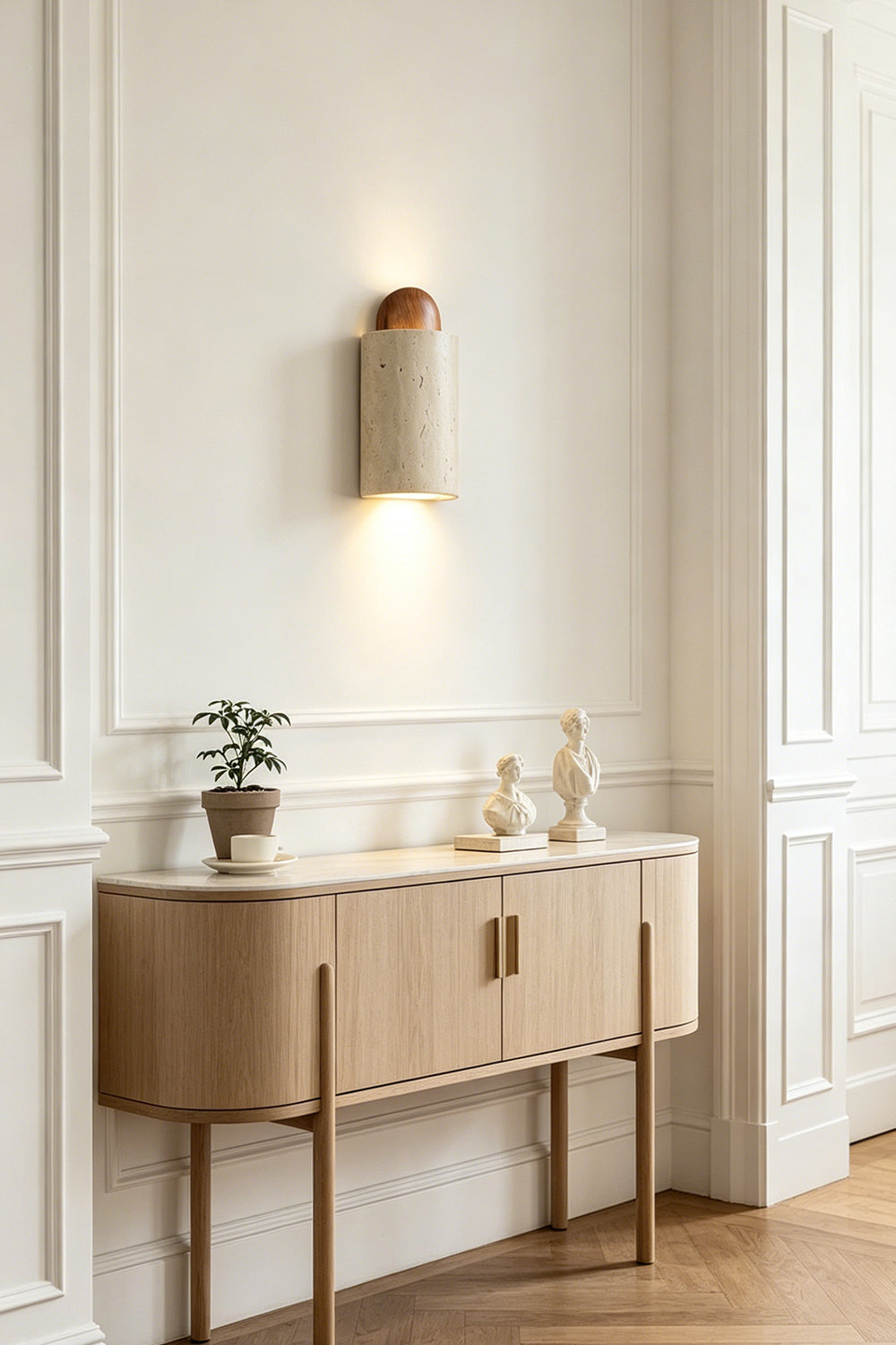 Aura Travertine Wall Sconce for Hallway | Samu  Lamp
