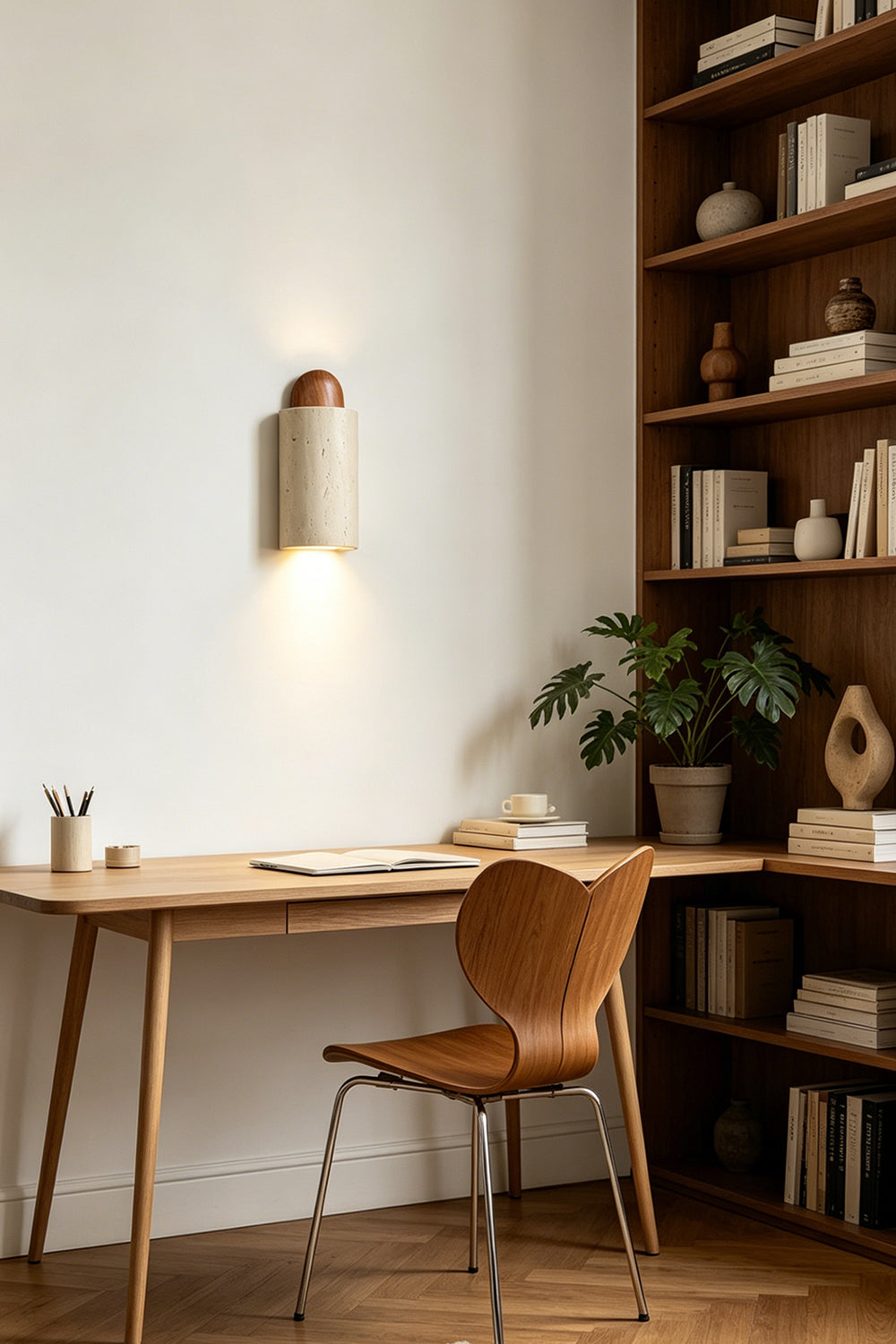 Aura Travertine Wall Sconce for Den/Study | Samu  Lamp
