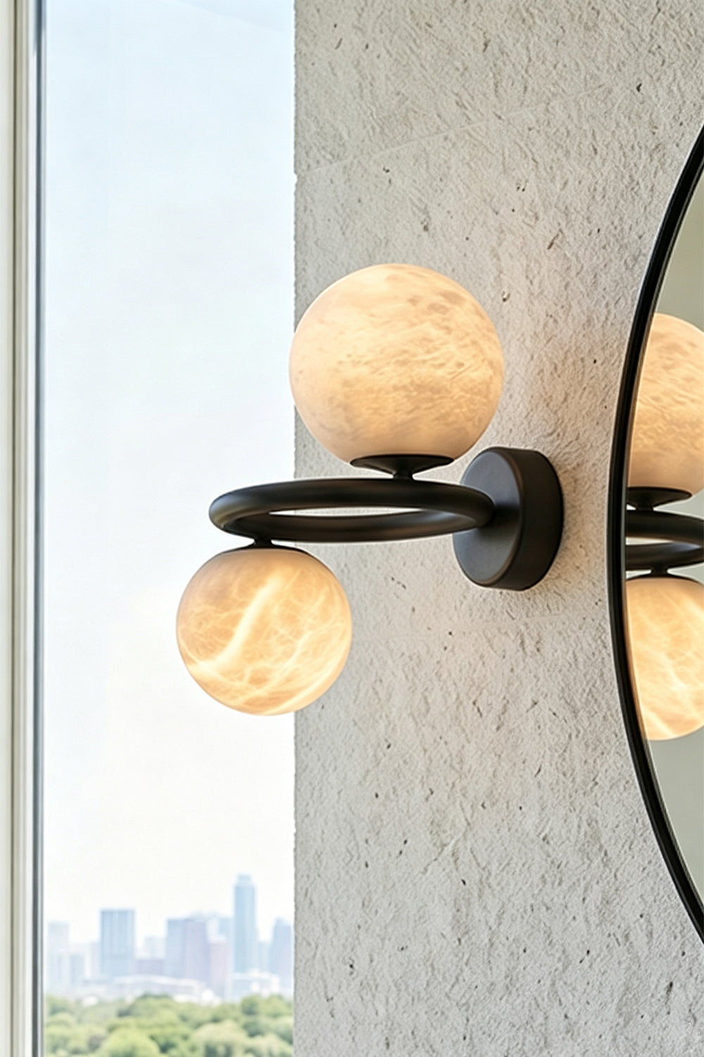 Aura Two-Globe Alabaster Wall Sconce