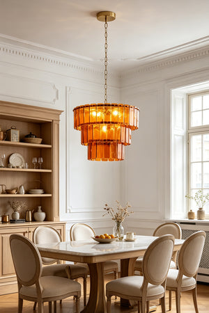 Aurelia Tiered Amber Glass Chandelier