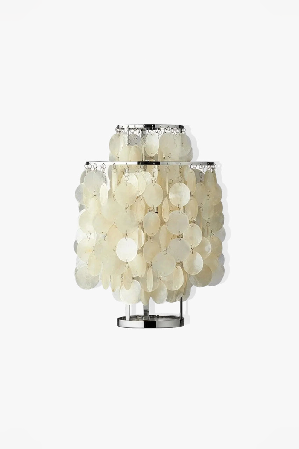 Aurelia Tiered Capiz Table Lamp | Capiz Shell, Metal | Small isolated product thumbnail shot of the cascading capiz lamp centered on a white background | Samu Lamp