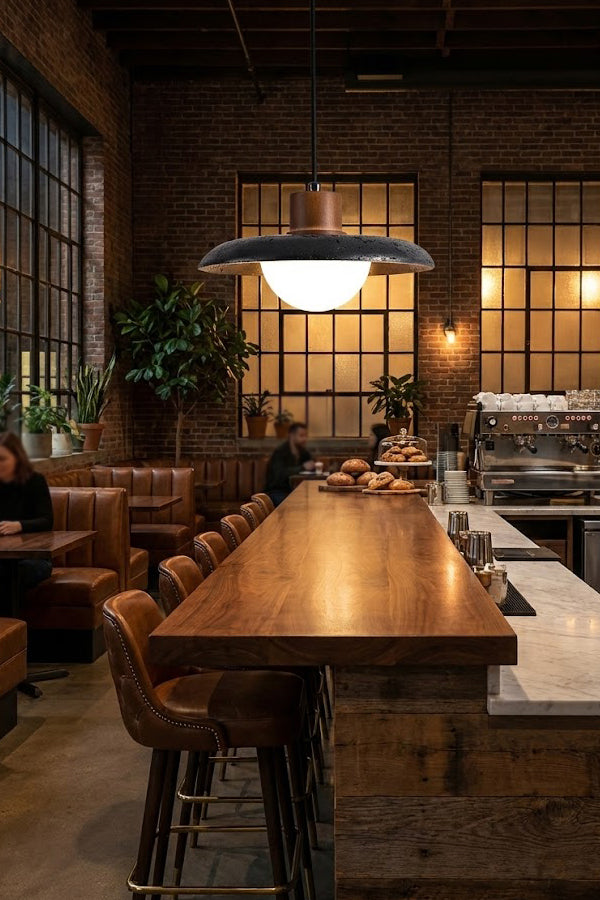 Black Travertine Dome Pendant Light