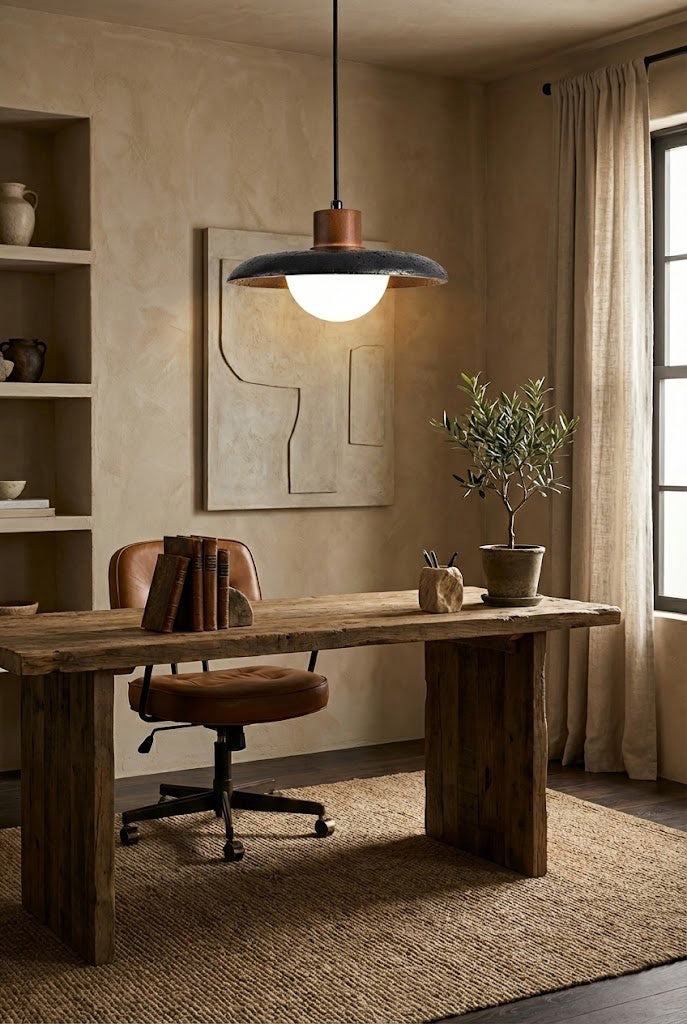 Black Travertine Dome Pendant Light